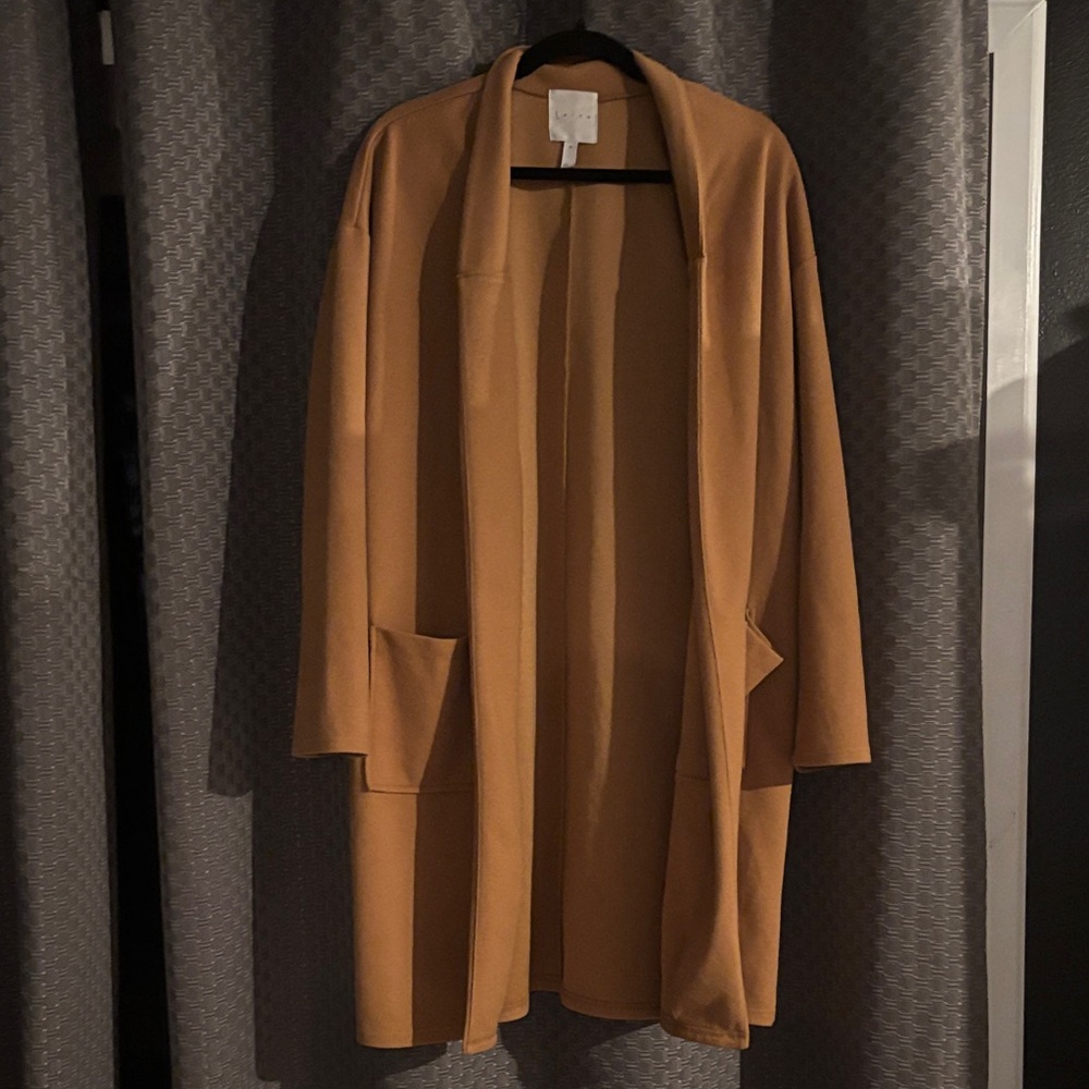 Leith Tan Open Front Cardigan